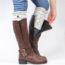 Women Leg Warmer Lace Hollow Out Button Crochet Knitted Leg Warmers Plush Cover Trim Socks boot cuff IMY66