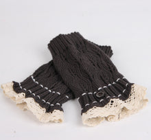 Women Leg Warmer Lace Hollow Out Button Crochet Knitted Leg Warmers Plush Cover Trim Socks boot cuff IMY66