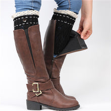 Women Leg Warmer Lace Hollow Out Button Crochet Knitted Leg Warmers Plush Cover Trim Socks boot cuff IMY66