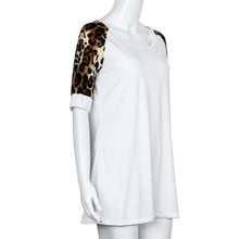 Women Leopard Printed T-Shirts Dress Casual Short Sleeve Tops Shirt Mini Short Dress Vestidos femininos IMY66