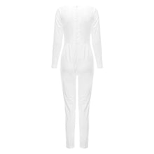 Women Long Sleeve Bandage Bodycon Jumpsuit Sexy Clubwear High Waist See Through Romper Long Trousers macacao feminino IMY66