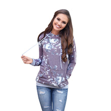 Women Long Sleeve Cotton Sweatshirt Hoodies T-Shirts Long Sleeve Hooded Floral Print Pullover camisetas y tops IMY66