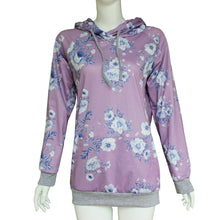 Women Long Sleeve Cotton Sweatshirt Hoodies T-Shirts Long Sleeve Hooded Floral Print Pullover camisetas y tops IMY66