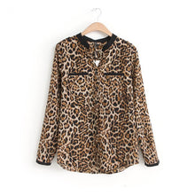 Women Long Sleeve Leopard Print Chiffon Shirt Slim Casual Blouses Top Camisa Feminina Plus Size IMY66