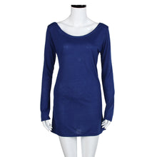 Women Long Sleeve Loose Tee Shirt Dress Solid Casual Sexy Backless Cotton Long T-Shirt Tops camisetas y tops IMY66