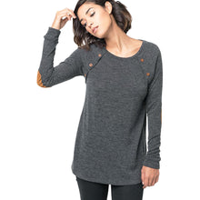 Women Long Sleeve Round Neck T-Shirts Patch Sleeve Button Loose Tops Tee Shirts femme camisetas y tops IMY66