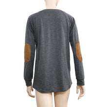 Women Long Sleeve Round Neck T-Shirts Patch Sleeve Button Loose Tops Tee Shirts femme camisetas y tops IMY66