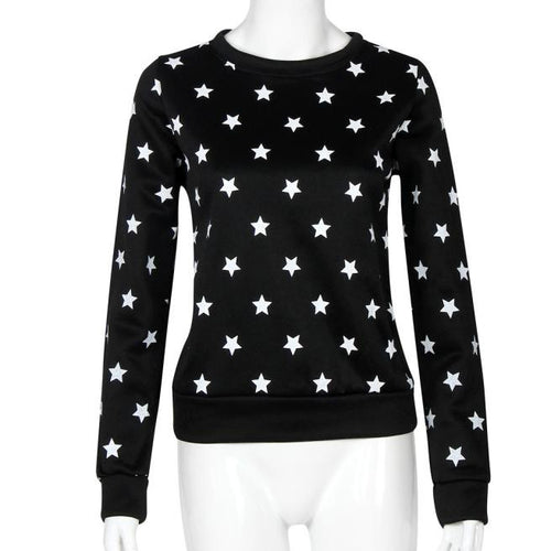 Women Long Sleeve Star Print Pullover Sweatshirt Jumper Tops Casual Long Sleeve Thick Tee Shirts femme camisetas y tops IMY66