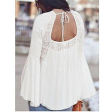 Women Loose Chiffon Blouse Ladies Sexy Hollow Backless Lace Tops shirt Casual Shirt blusa feminina IMY66