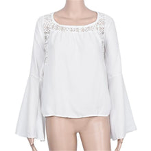 Women Loose Chiffon Blouse Ladies Sexy Hollow Backless Lace Tops shirt Casual Shirt blusa feminina IMY66