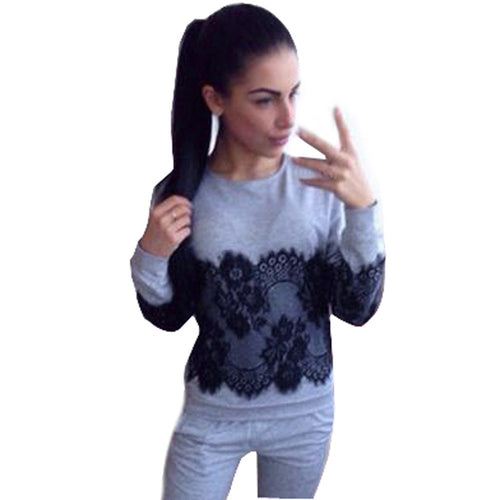 Women Loose Lace Splice Blouse Tops Casual Cotton Long Sleeve Sweatshirt Pullover Tops Blouse Shirt blusa feminina IMY66