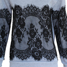 Women Loose Lace Splice Blouse Tops Casual Cotton Long Sleeve Sweatshirt Pullover Tops Blouse Shirt blusa feminina IMY66