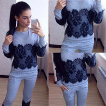 Women Loose Lace Splice Blouse Tops Casual Cotton Long Sleeve Sweatshirt Pullover Tops Blouse Shirt blusa feminina IMY66