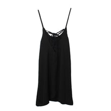Women Black Sexy Spaghetti Strap Cross Backless Sleeveless Bandage Casual Chiffon Dress M L XL XXL IMY66