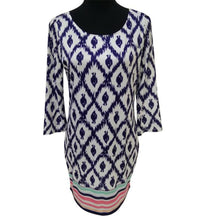 Women Casual Dress Bohemian Diamond Quilted Print Three Quarter Sleeve Bodycon Beach Mini Dress Plus Size IMY66