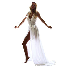 Women Dress Boho Sexy See Through Long Maxi Party Beach Chiffon Bandage Dress Outwear Vestidos femininos IMY66