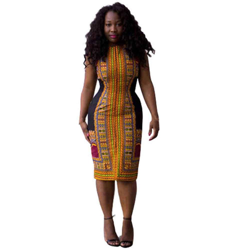 Women Dress Casual Cloak African Print Dress Straight Sleeveless Mini Dresses vestidos femininos IMY66
