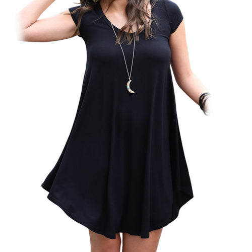 Women Dress Casual Irregular Loose A Line Short Sleeve Party Cocktail Mini Dress vestidos femininos IMY66