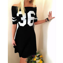 Women Dress Off Shoulder Bodycon s Short Sleeve Letter Print Party Mini Dress vestidos femininos IMY66