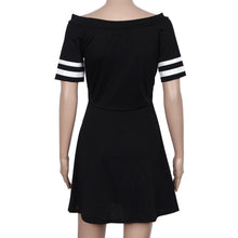 Women Dress Off Shoulder Bodycon s Short Sleeve Letter Print Party Mini Dress vestidos femininos IMY66