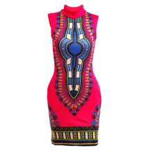 Women Dress African Print Sleeveless Package Hip Tank Tops Dress Casual Print Dress Vestidos femininos IMY66