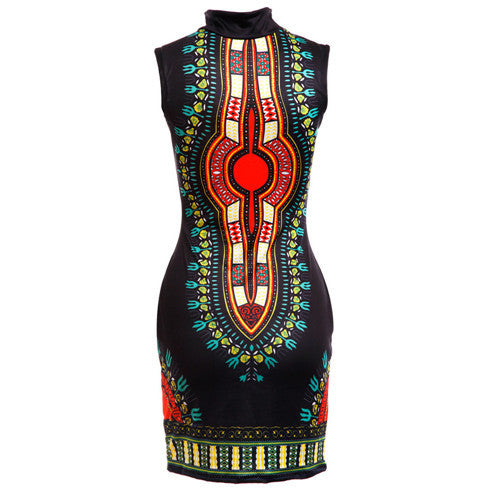 Women Dress African Print Sleeveless Package Hip Tank Tops Dress Casual Print Dress Vestidos femininos IMY66