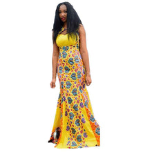 Women Dress Sexy Front Hollow Traditional African Print Dresses Casual Sleeveless Party Long Maxi Dress vestidos IMY66
