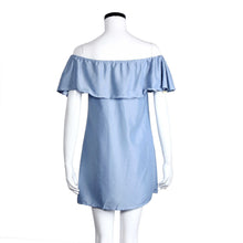 Women Dresses Sexy Off Shoulder Ruffles Short Sleeve Shirt Beach Party Mini Dress vestidos femininos IMY66