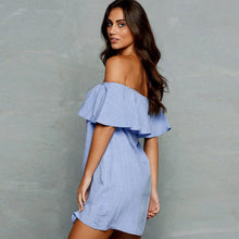 Women Dresses Sexy Off Shoulder Ruffles Short Sleeve Shirt Beach Party Mini Dress vestidos femininos IMY66