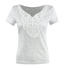 Women Lace Blouse Tops Ladies Sexy V Neck Short Sleeve Casual Blouse Tops Tee Shirt blusa feminina IMY66