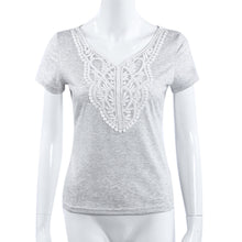 Women Lace Blouse Tops Ladies Sexy V Neck Short Sleeve Casual Blouse Tops Tee Shirt blusa feminina IMY66