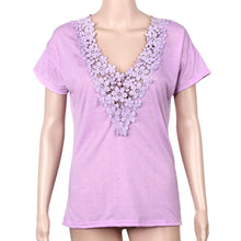 Women Lace Crochet T-Shirts Sexy V Neck Short Sleeve Vest Tops Casual Tee Shirt Female blusas IMY66