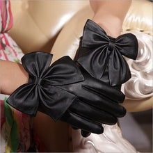 Women Leather Gloves Women Ladies Butterfly Bow Wrist Soft Leather Gloves Warm Gloves #014 IMY66