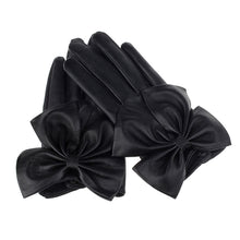 Women Leather Gloves Women Ladies Butterfly Bow Wrist Soft Leather Gloves Warm Gloves #014 IMY66