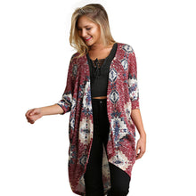 Women kimono cardigan Geometric Pattern Casual Printing Long Blouse Coat Outwear blusas femininas IMY66