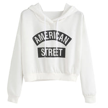 Women long Sleeve T-Shirts Crop Tops Casual Letter Print Hooded Sweatshirt Pullovers Tee shirt femme camisetas y tops IMY66