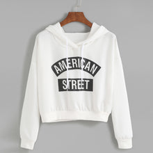 Women long Sleeve T-Shirts Crop Tops Casual Letter Print Hooded Sweatshirt Pullovers Tee shirt femme camisetas y tops IMY66