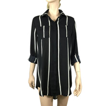 Women Casual Shirt Dress Sexy Chiffon Striped Print Long Sleeve Loose Shirt Blouse Tops Dresses vestidos femininos IMY66
