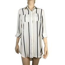 Women Casual Shirt Dress Sexy Chiffon Striped Print Long Sleeve Loose Shirt Blouse Tops Dresses vestidos femininos IMY66