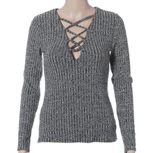 camisetas mujer Women Sexy Crop Tops Long Sleeve Top Deep V Griss Cross Lace-up Ribbed Hollow Bodysuit T-Shirt Plus Size IMY66