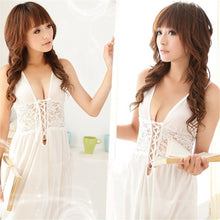 lenceria erotica Sexy Costumes Lingerie Women White Lace Bandage Nightwear Babydoll Sleepwear Underwear Dress G-String IMY66