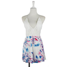 macacao Shorts Female Women Jumpsuit Sexy Floral Cross Backless Strap V Neck Rompers Overalls For Women macacao feminino IMY66