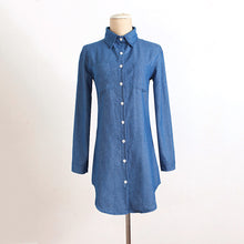 plus size Women Long Sleeve Denim Cowboy Long Shirt Casual Tops Shirt Dress women clothes blusas y camisas mujer IMY66