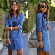 plus size Women Long Sleeve Denim Cowboy Long Shirt Casual Tops Shirt Dress women clothes blusas y camisas mujer IMY66