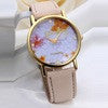 relogio feminino Women Watches Flower Floral Printed Reloj PU Leather Band Quartz Watches Retro Ladies Wristwatch Clocks IMY66