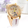 relogio feminino clock Dress Watches Women Laides Paris Tower Rhinestone PU Leather Wrist Watch For Women IMY66