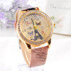 relogio feminino clock Dress Watches Women Laides Paris Tower Rhinestone PU Leather Wrist Watch For Women IMY66