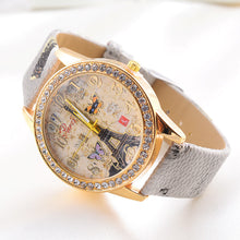 relogio feminino clock Dress Watches Women Laides Paris Tower Rhinestone PU Leather Wrist Watch For Women IMY66