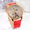 relogio feminino clock Dress Watches Women Laides Paris Tower Rhinestone PU Leather Wrist Watch For Women IMY66