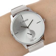 relogio masculino Men Women Quartz Watch Simple Stainless Steel Mesh Band Wrist Watch Bracelet Watches relogio feminino IMY66